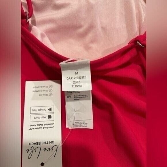 Cupshe Women’s One Piece Swimsuit Medium Pink V-Neck Ruched High Cut Adjustable - Picture 7 of 9